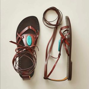 Amazing LaidbackLondon handmade wrap-up all leather sandals. New in box